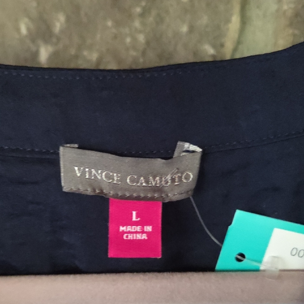 Vince Camuto Deep Blue V-Neck Blouse - Picture 2 of 4